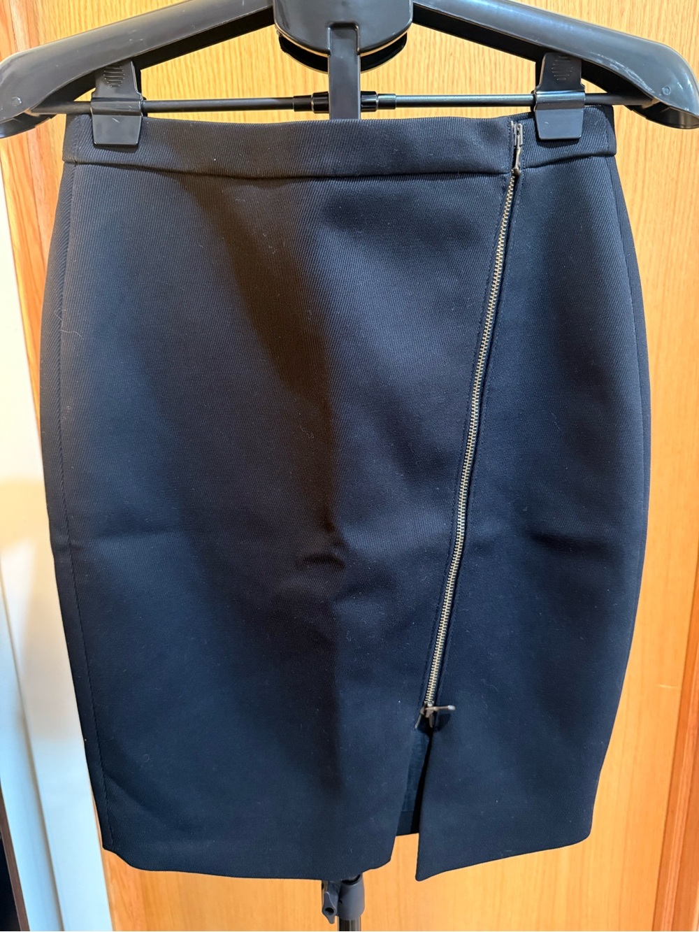 J. Crew Black Pencil Skirt with Diagonal Zip